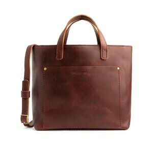 Portland Leather Medium Crossbody Tote, Cognac
